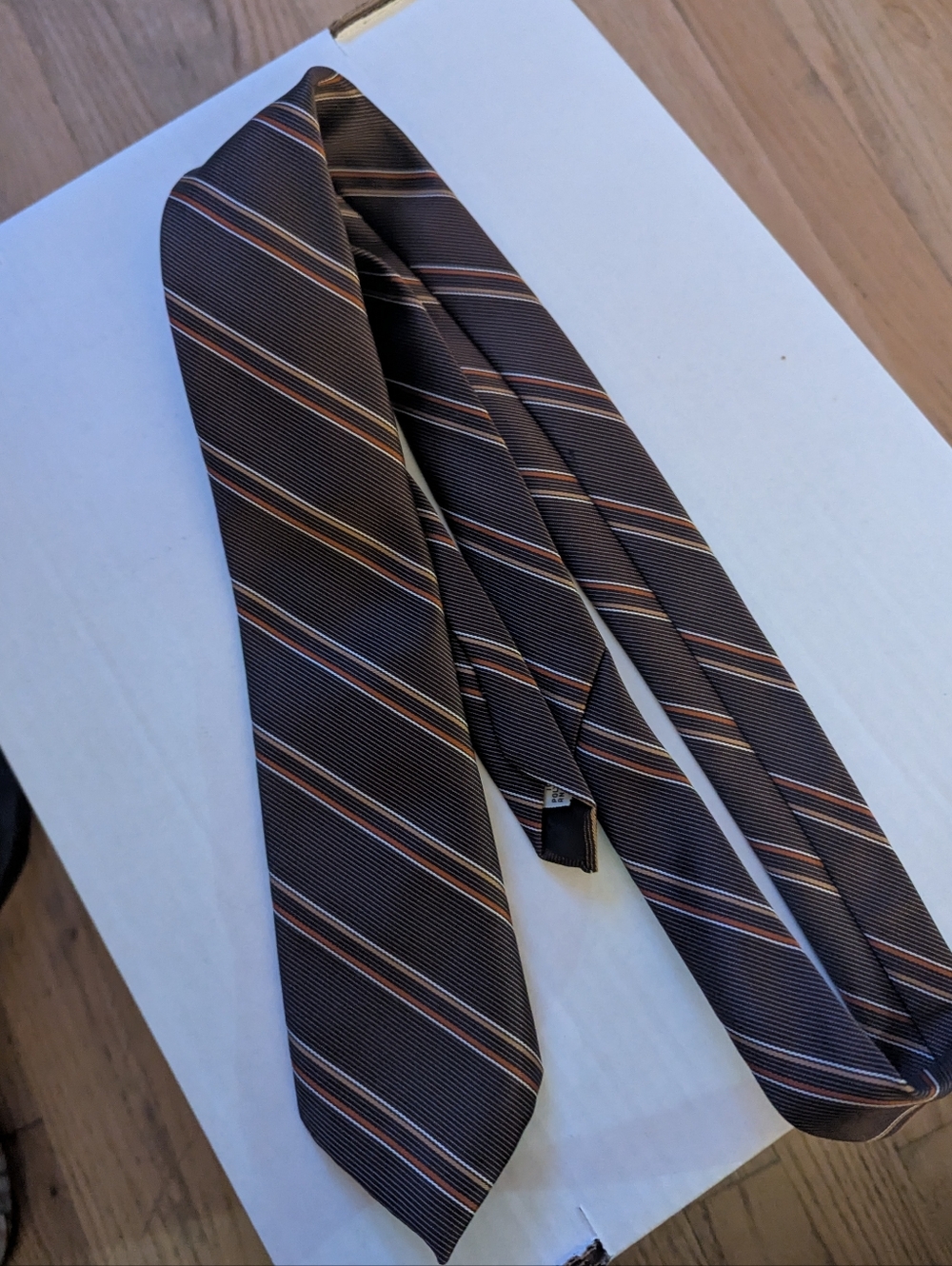 Hardy Amies London Brown Striped Neck Tie Classic Mens Designer Necktie